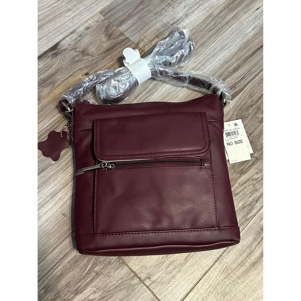 Giani Bernini Nappa Leather Crossbody Bag Black Cherry Wine Burgundy NWT!